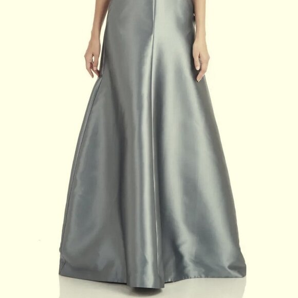 Kay Unger Nile Blue Tatiana Satin A-Line Gown - Picture 2 of 7